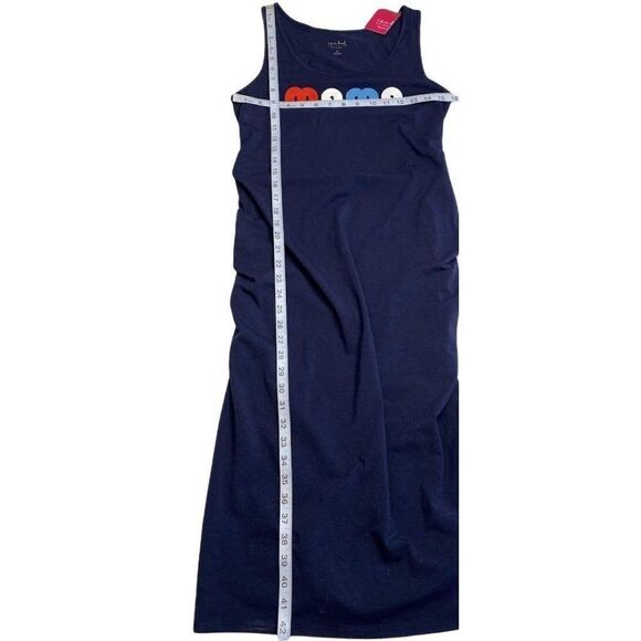 Isabel Maternity Mama Dress Womens MEDIUM Blue Sleeveless Shirred Scoop-Neck NEW - Picture 5 of 10